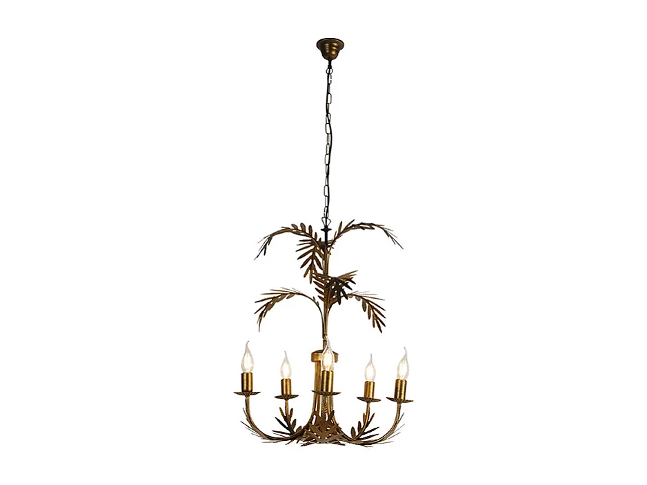 Lustre vintage doré à 5 lumières - Botanica