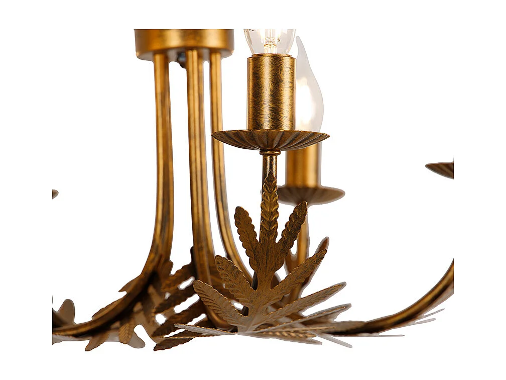 Lustre vintage doré à 5 lumières - Botanica