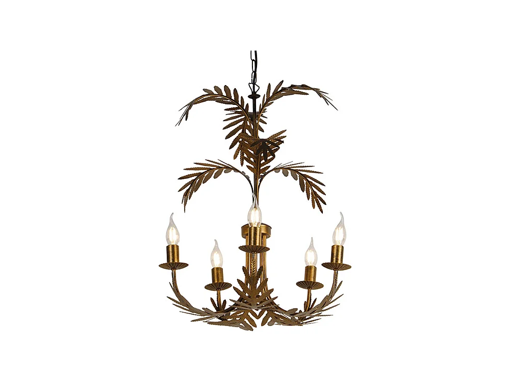 Lustre vintage doré à 5 lumières - Botanica