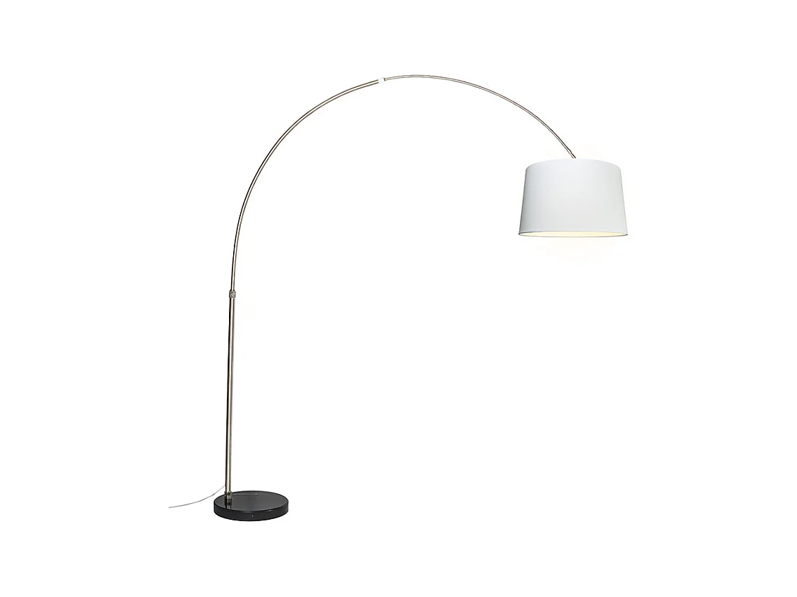 Lampadaire arc acier abat-jour tissu blanc 45 cm - XXL