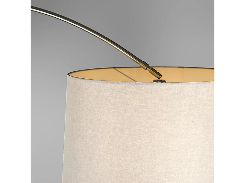 Lampe à arc en acier avec abat-jour en tissu blanc 45 cm - XXL