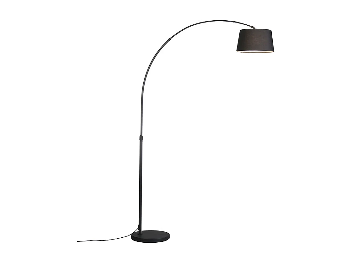 Lampe à arc moderne noire avec abat-jour en tissu noir - Arc Basic