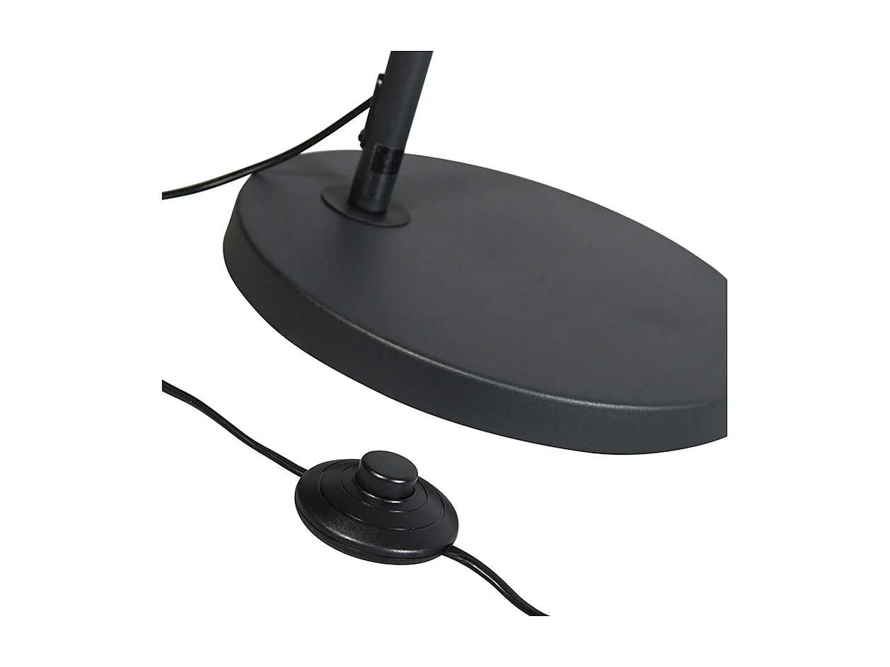 Lampe à arc moderne noire avec abat-jour en tissu noir - Arc Basic