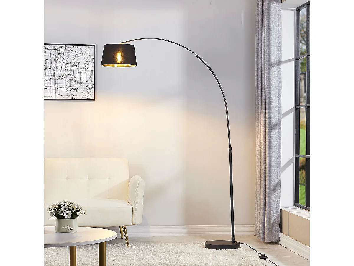 Lampe à arc moderne noire avec or - Arc Basic