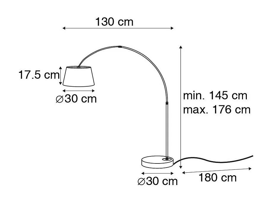 Lampe d'arche moderne noire avec or - Arc Basic