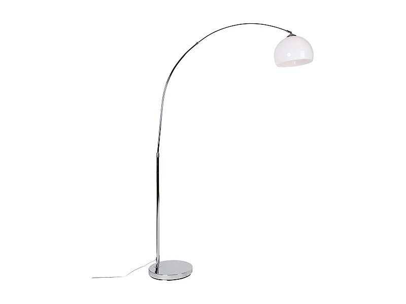 Lampe à arc moderne chrome avec abat-jour blanc - Arc Basic