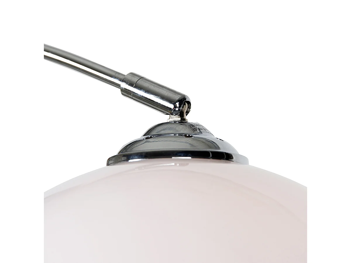 Lampe à arche moderne chromée avec abat-jour blanc - Arc Basic