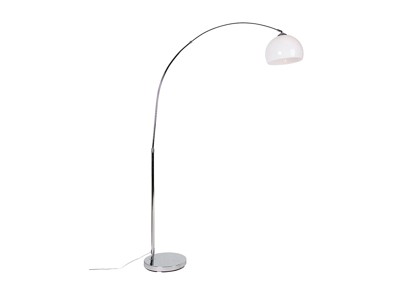 Lampe à arche moderne chromée avec abat-jour blanc - Arc Basic