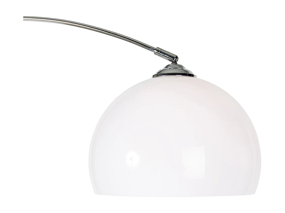 Lampe à arche moderne chromée avec abat-jour blanc - Arc Basic