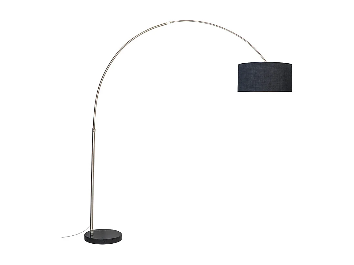 Lampe à arc en acier avec abat-jour en tissu noir 50 cm - XXL