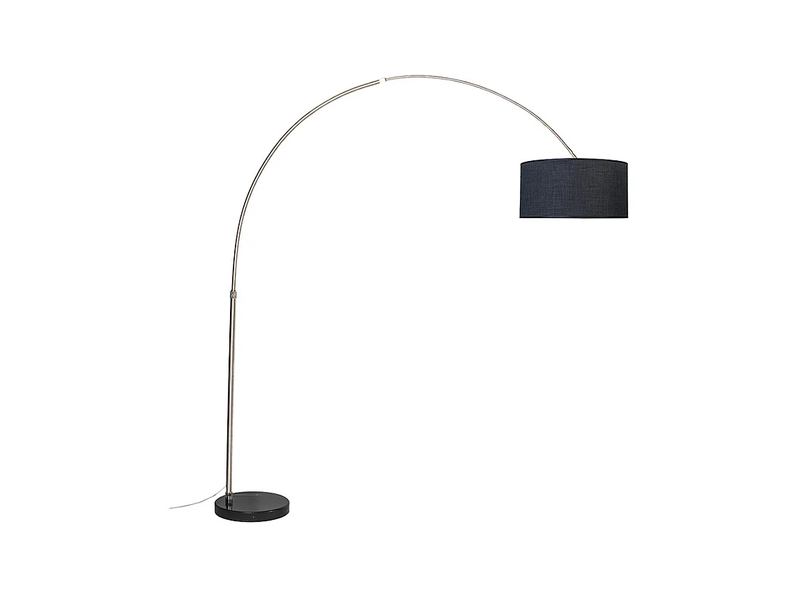 Lampe à arc en acier avec abat-jour en tissu noir 50 cm - XXL