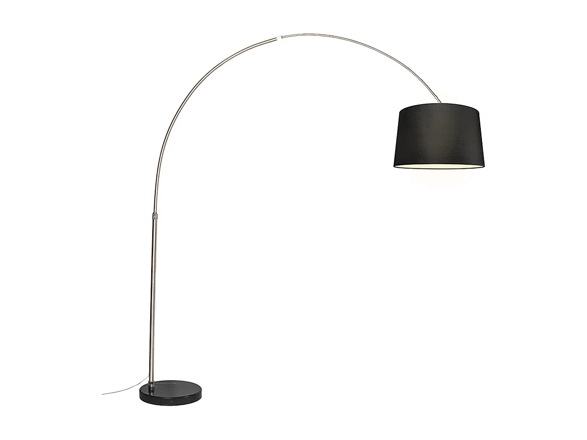 Lampe d'arc en acier avec abat-jour en tissu noir 45 cm - XXL