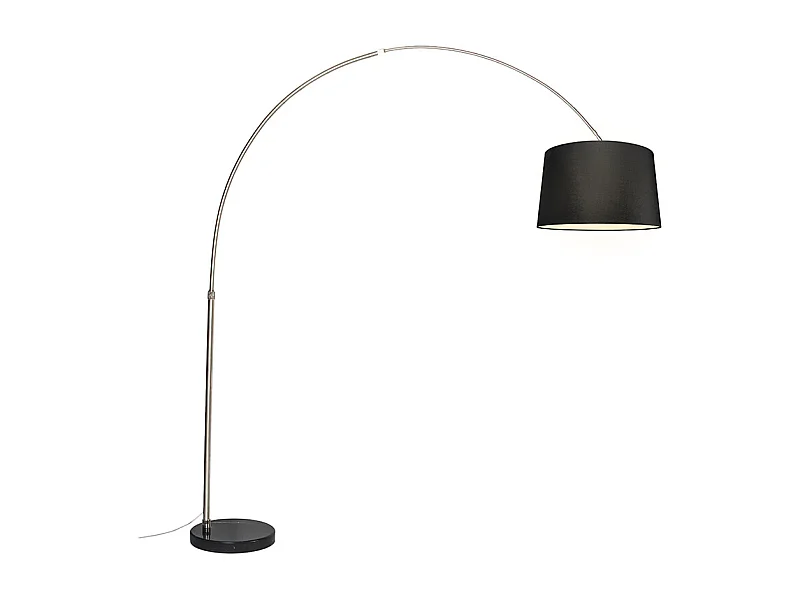 Lampe d'arc en acier avec abat-jour en tissu noir 45 cm - XXL