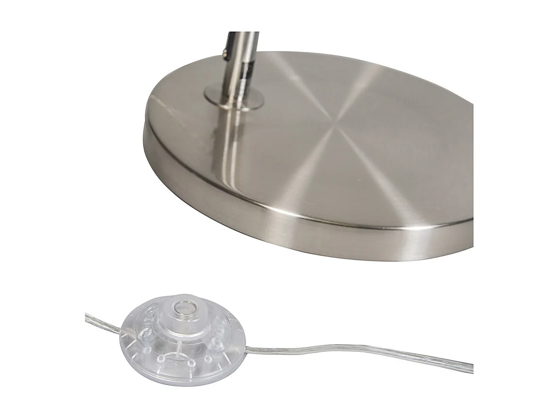 Lampe à arc moderne en acier avec abat-jour en tissu blanc - Arc Basic