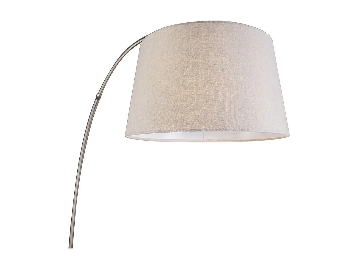 Lampe à arc moderne en acier avec abat-jour en tissu blanc - Arc Basic