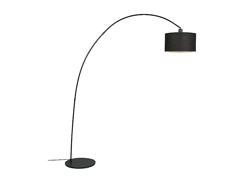 Lampadaire arc moderne noir avec abat-jour - Vinossa