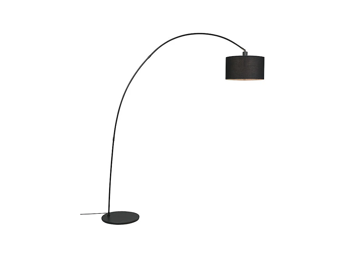 Lampadaire arc moderne noir avec abat-jour - Vinossa