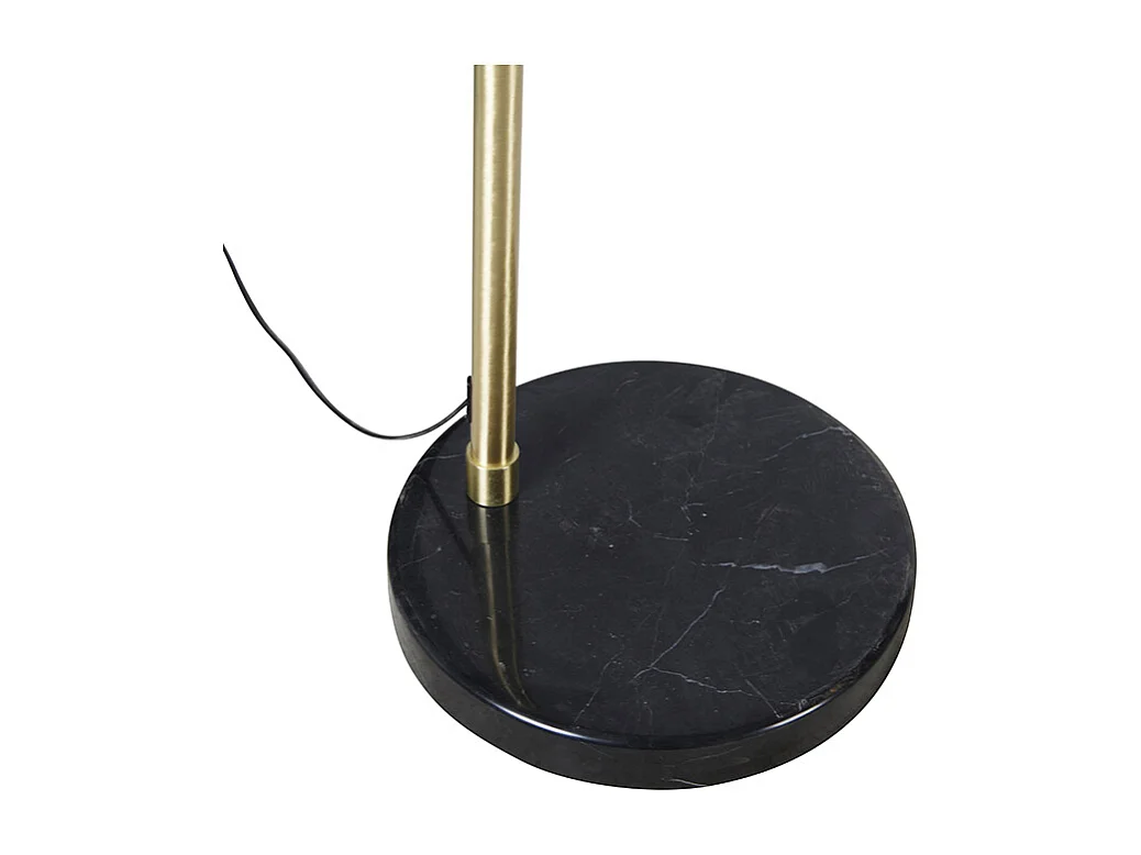 Lampadaire à arc moderne en laiton avec base en marbre et abat-jour noir 32,5 cm - XXL