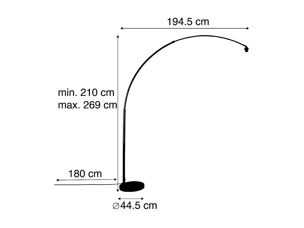 Lampe à arc en acier avec base en marbre blanc réglable - XXL