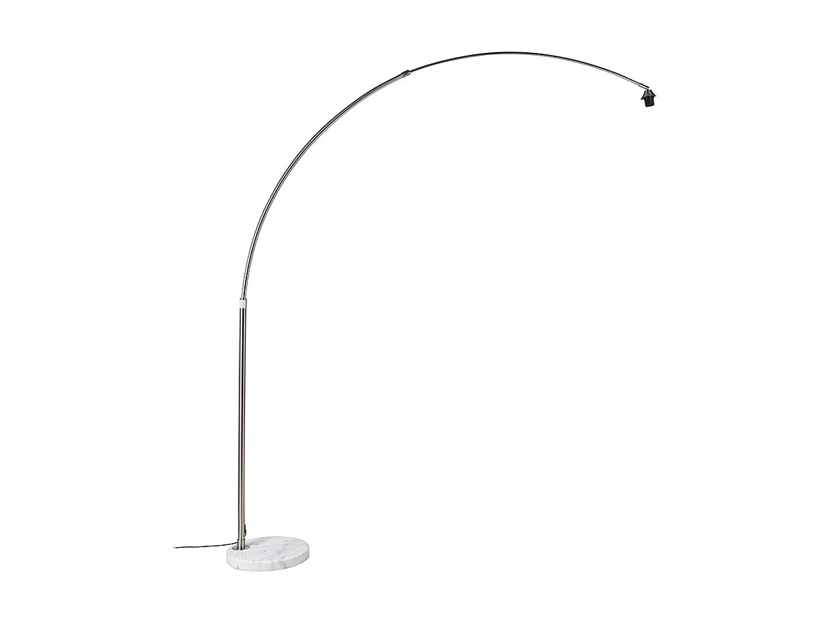 Lampe à arc en acier avec base en marbre blanc réglable - XXL