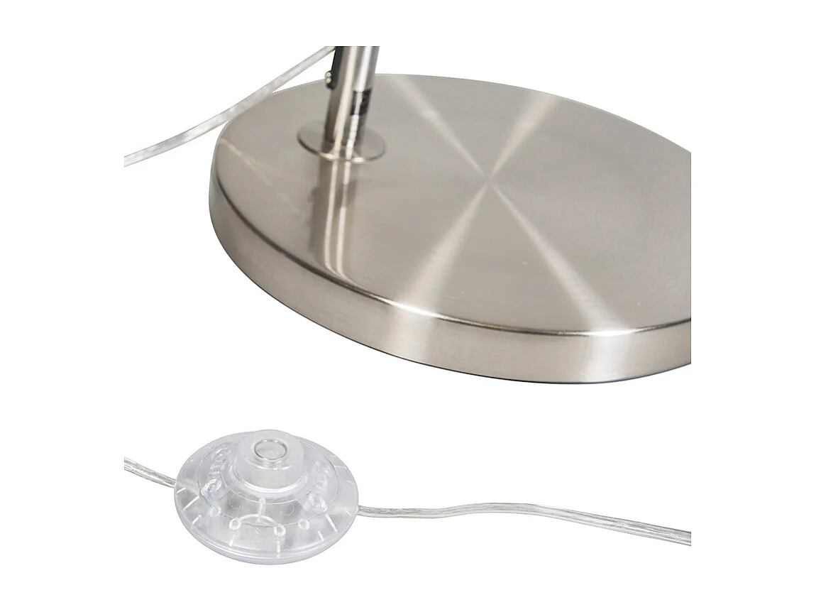 Lampe d'arc moderne en acier avec abat-jour en tissu gris - Arc Basic