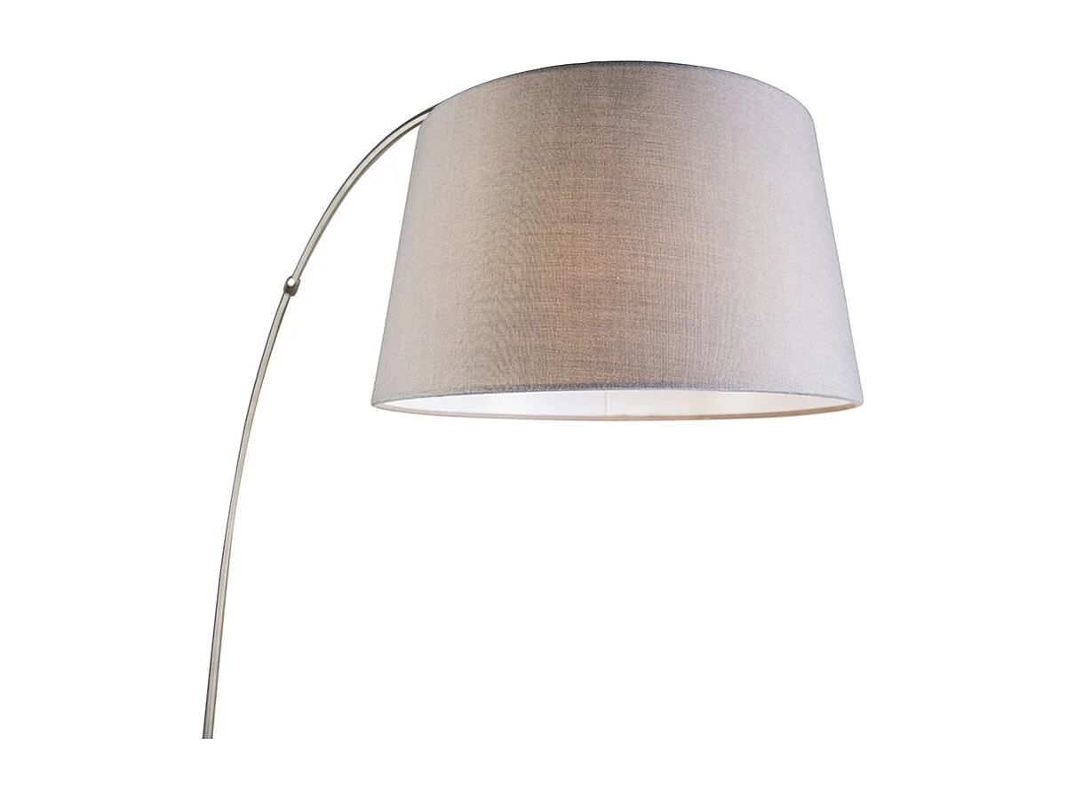 Lampe d'arc moderne en acier avec abat-jour en tissu gris - Arc Basic