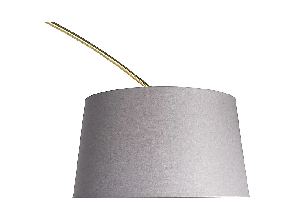 Lampe d'arc en laiton avec abat-jour en tissu gris et marbre gris 45 cm - XXL