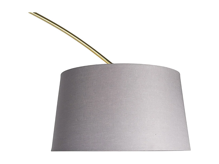 Lampe d'arc en laiton avec abat-jour en tissu gris et marbre gris 45 cm - XXL