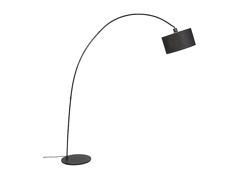 Lampadaire d'arc moderne intelligent noir avec A60 Wifi - Vinossa
