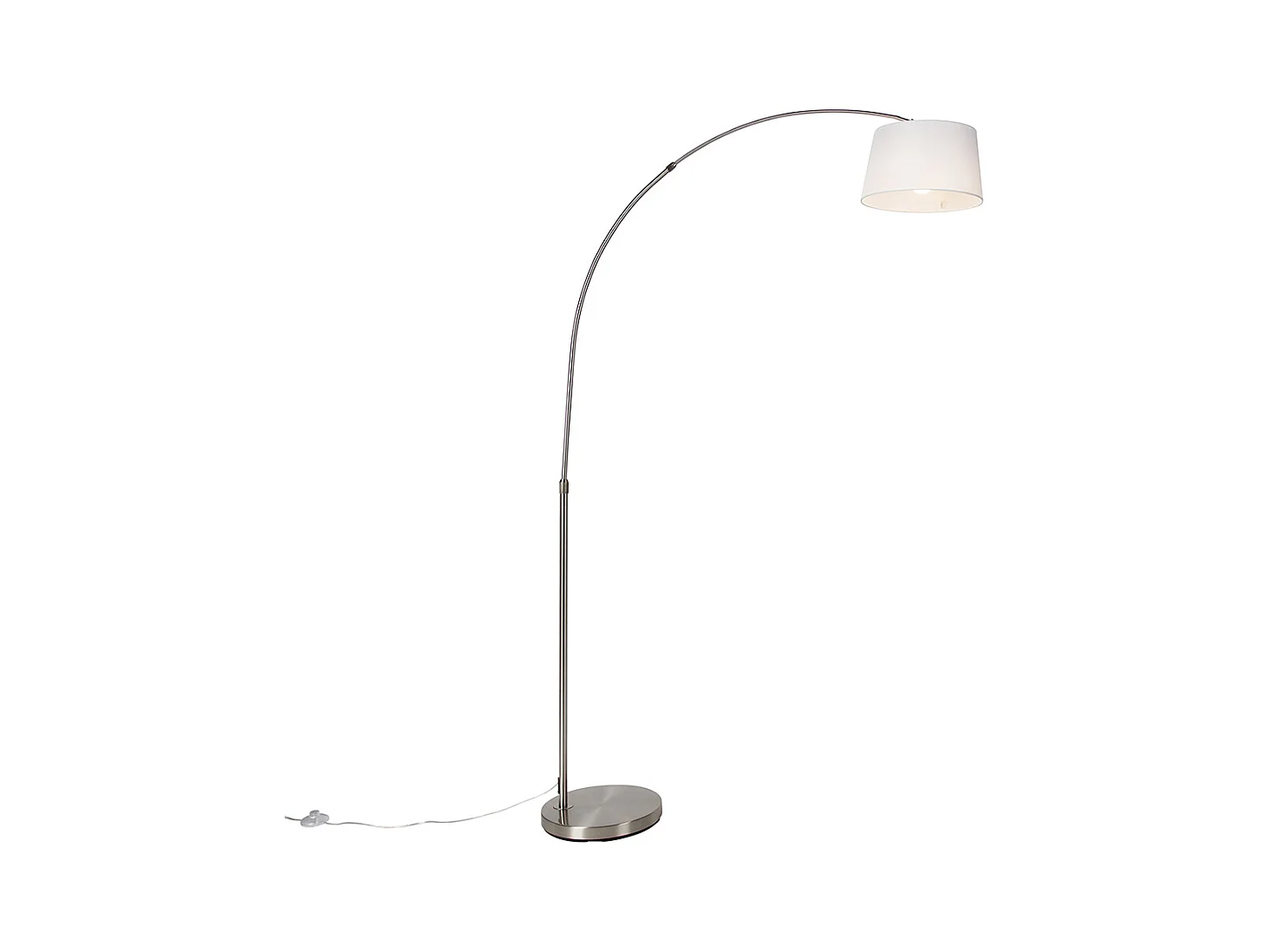 Lampe à arc intelligente en acier avec abat-jour en tissu blanc, y compris Wifi A60 - Arc Basic