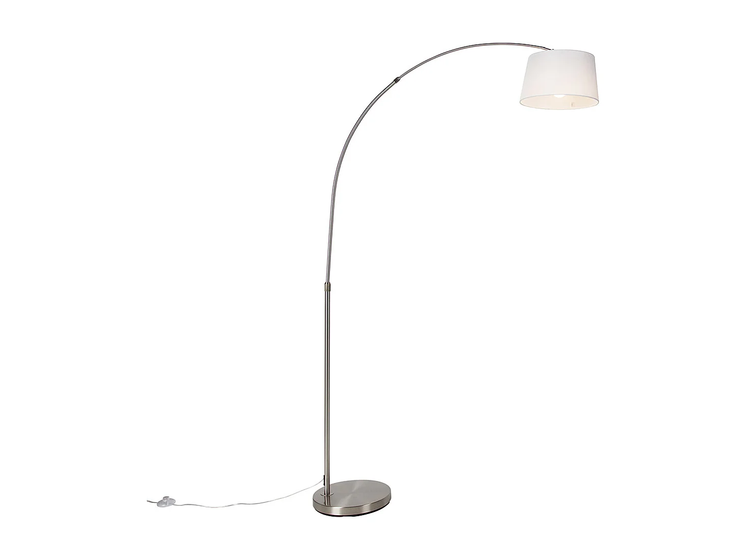 Lampe d'arc intelligente en acier avec abat-jour en tissu blanc, incl. Wifi A60 - Arc Basic