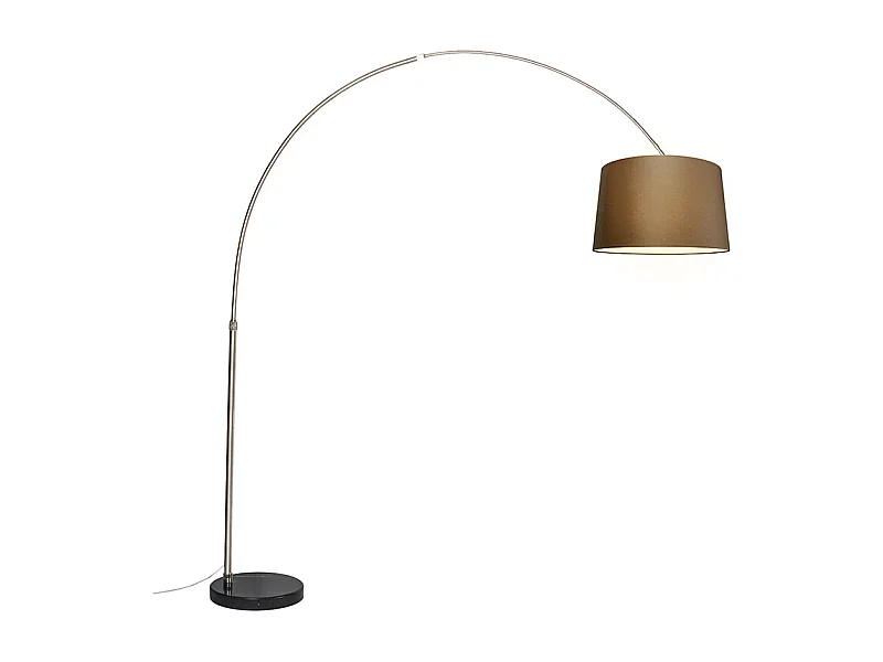 Lampe d'arche en acier avec abat-jour en tissu marron 45 cm - XXL