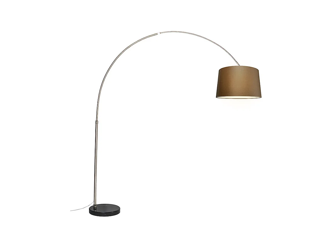 Lampe d'arche en acier avec abat-jour en tissu marron 45 cm - XXL