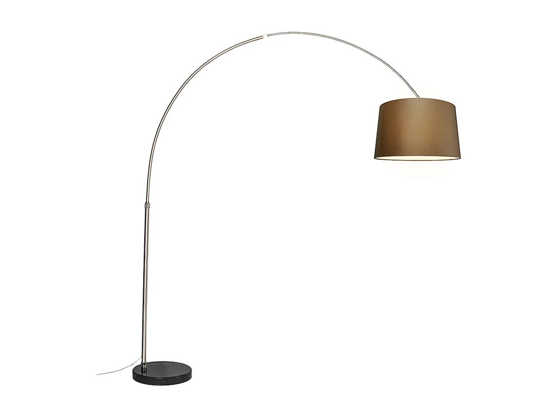 Lampe à arc en acier avec abat-jour en tissu marron 45 cm - XXL