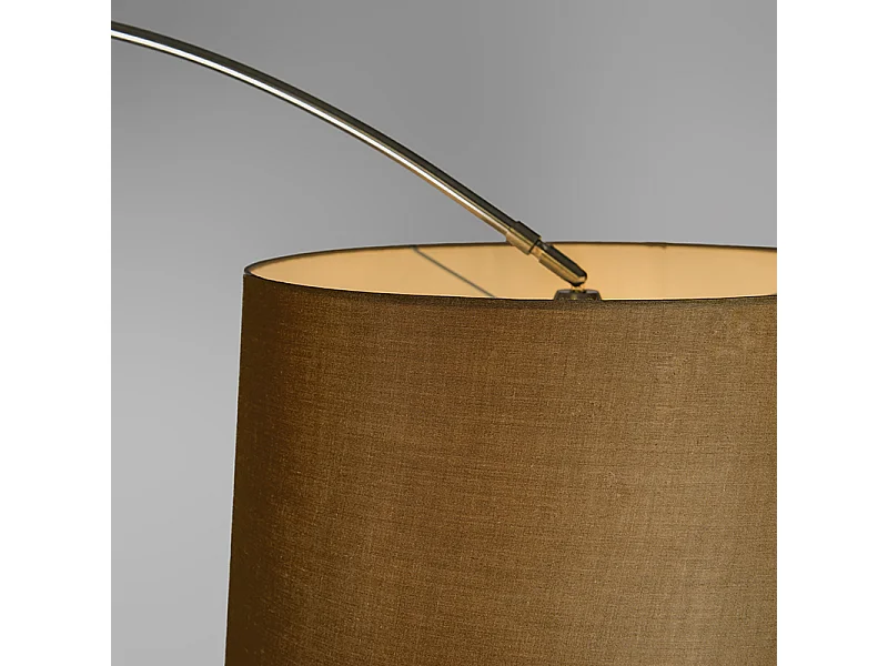 Lampe à arc en acier avec abat-jour en tissu marron 45 cm - XXL