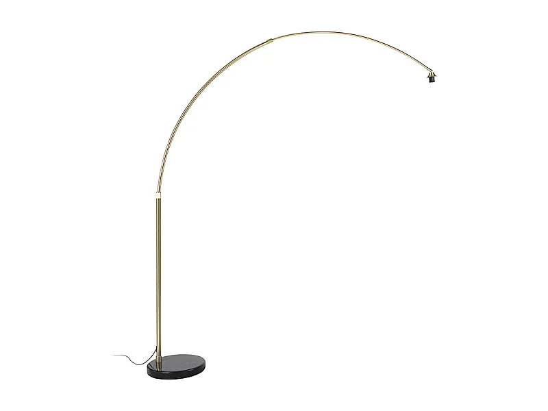 Lampe à arc en laiton et base en marbre noir réglable - XXL