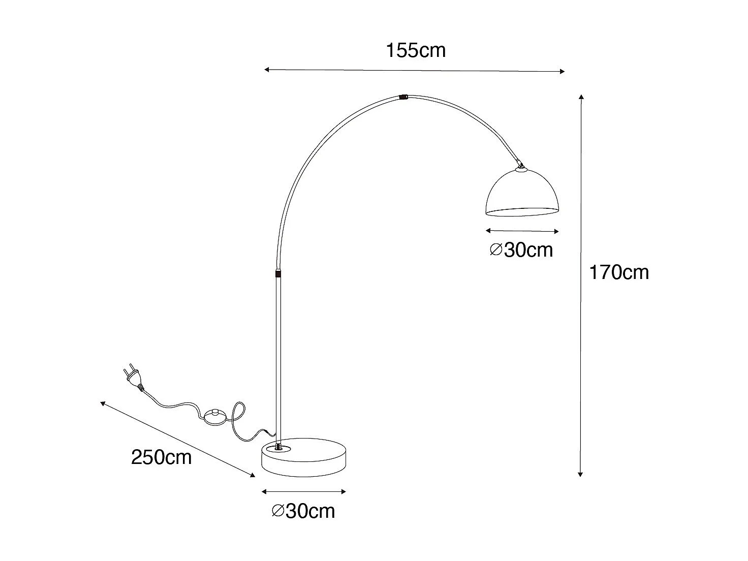 Lampe à arc moderne en laiton avec verre clair - Arc