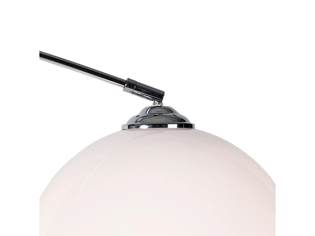 Lampe à arc intelligente chrome avec abat-jour blanc avec Wifi A60 - Arc Basic