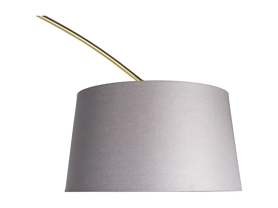 Lampe d'arc en laiton avec marbre et abat-jour en tissu gris 45 cm - XXL