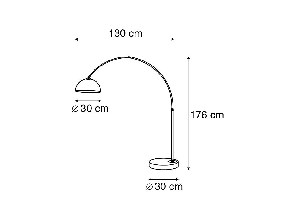 Lampe à arc moderne en laiton avec abat-jour blanc - Arc Basic
