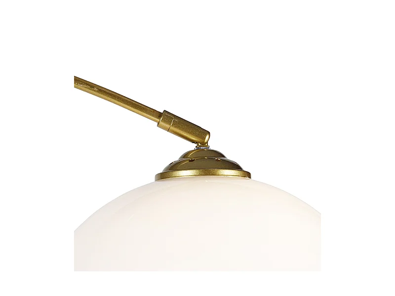 Lampe à arc moderne en laiton avec abat-jour blanc - Arc Basic