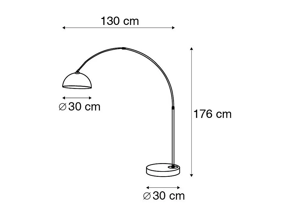 Lampe d'arc moderne en laiton avec abat-jour blanc - Arc Basic