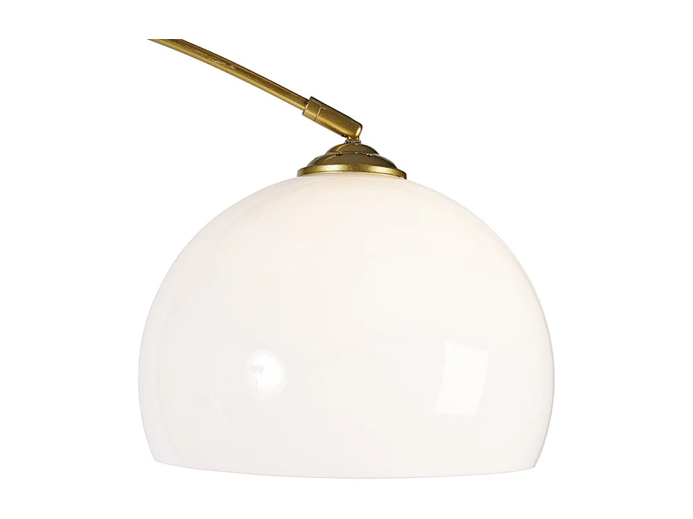 Lampe d'arc moderne en laiton avec abat-jour blanc - Arc Basic