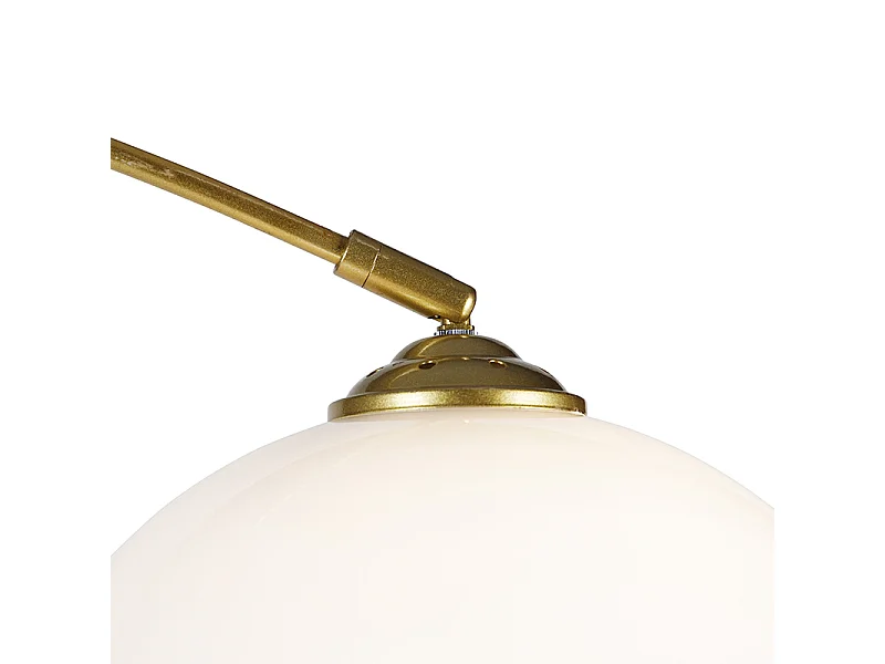 Lampe d'arc moderne en laiton avec abat-jour blanc - Arc Basic