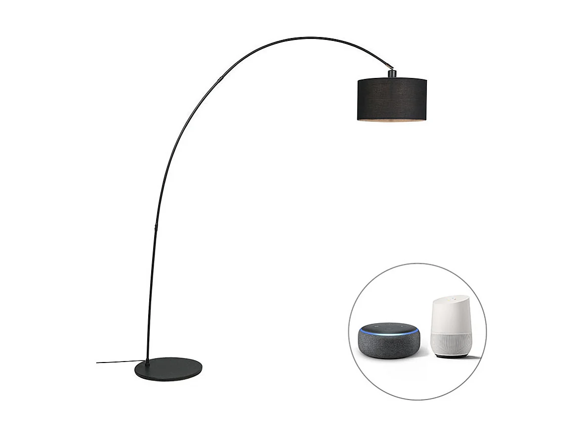 Lampe à arc moderne intelligente noire avec WiFi G95 - Vinossa