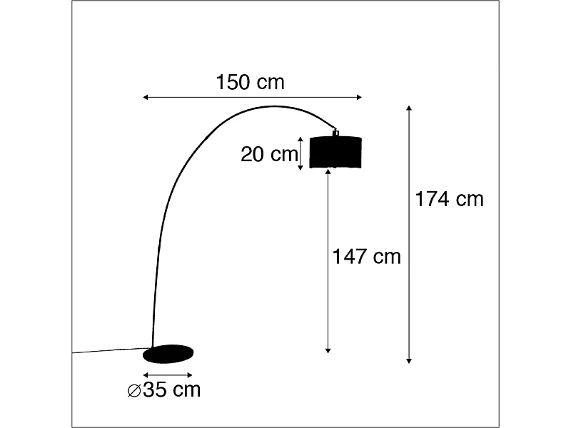 Lampe à arc moderne intelligente noire avec WiFi G95 - Vinossa