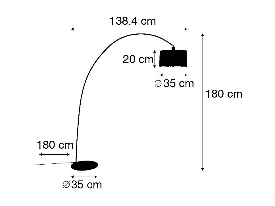 Lampadaire moderne en arche noir avec WiFi G95 - Vinossa