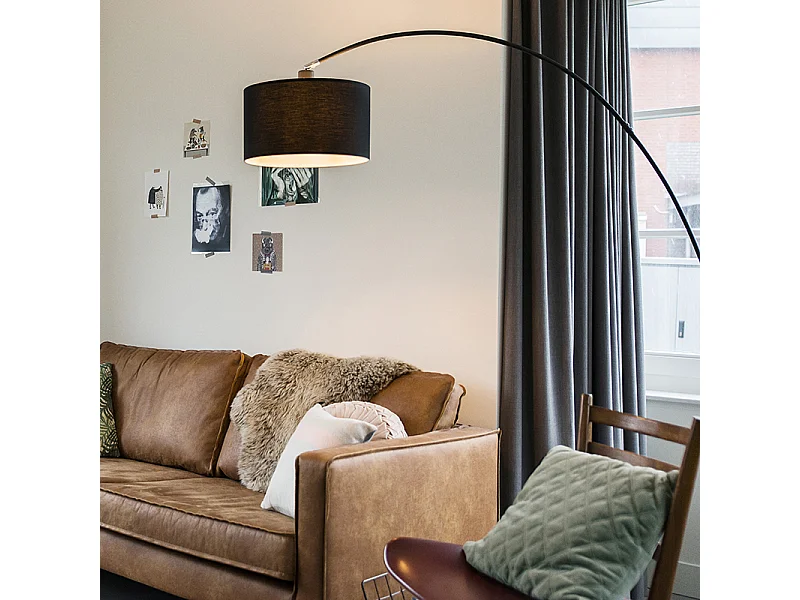 Lampadaire moderne en arche noir avec WiFi G95 - Vinossa