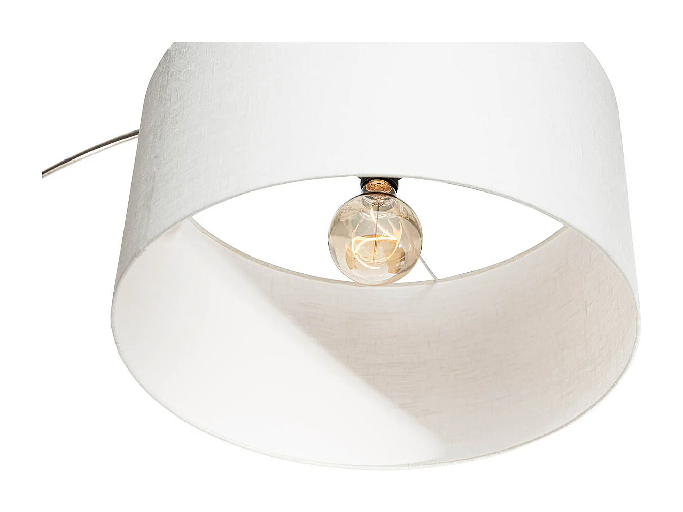 Lampe à arc en acier avec abat-jour en tissu blanc 50 cm - XXL