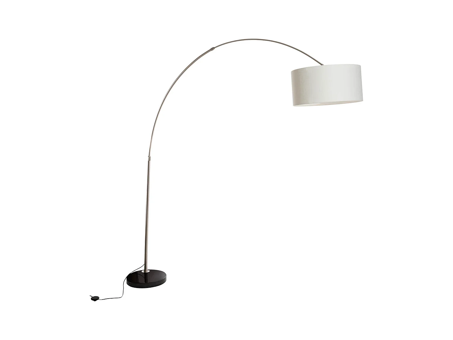 Lampe à arc en acier avec abat-jour en tissu blanc 50 cm - XXL